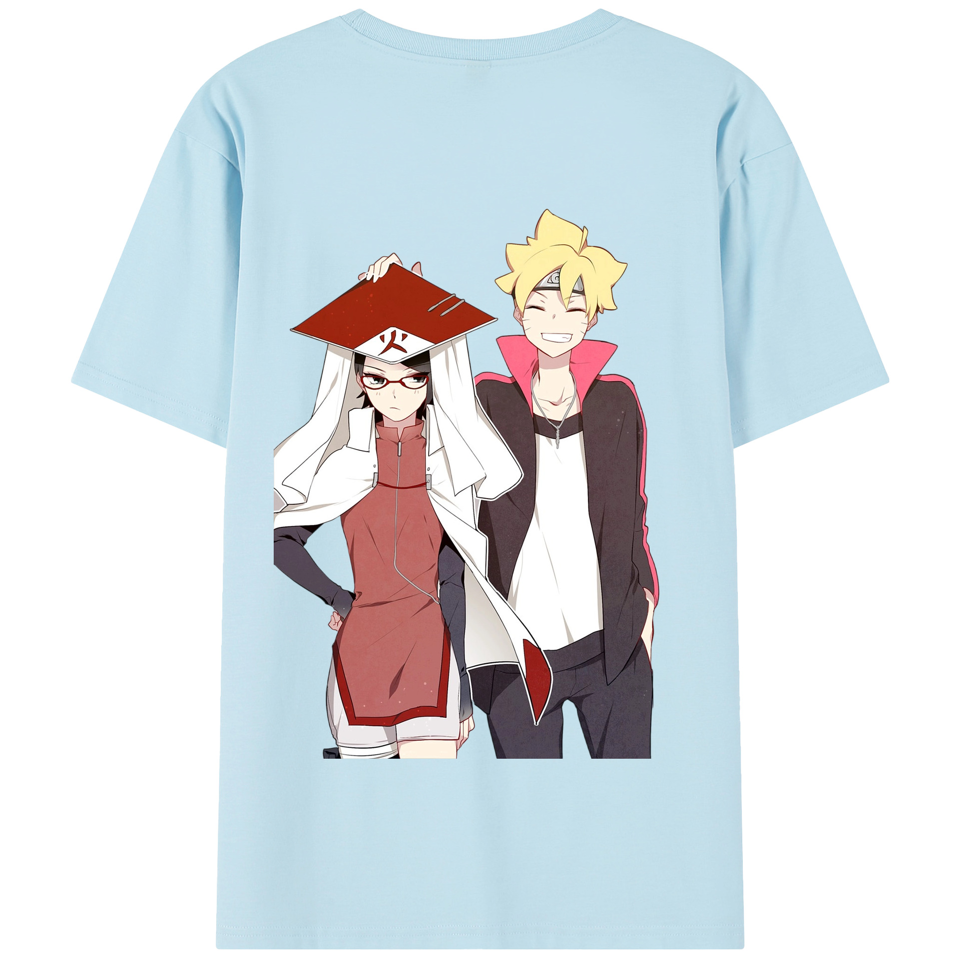 （画像用） NARUTO -ナルト- うちは サラダ Uchiha Sarada 綿100％半袖Tシャツ（背面プリント）